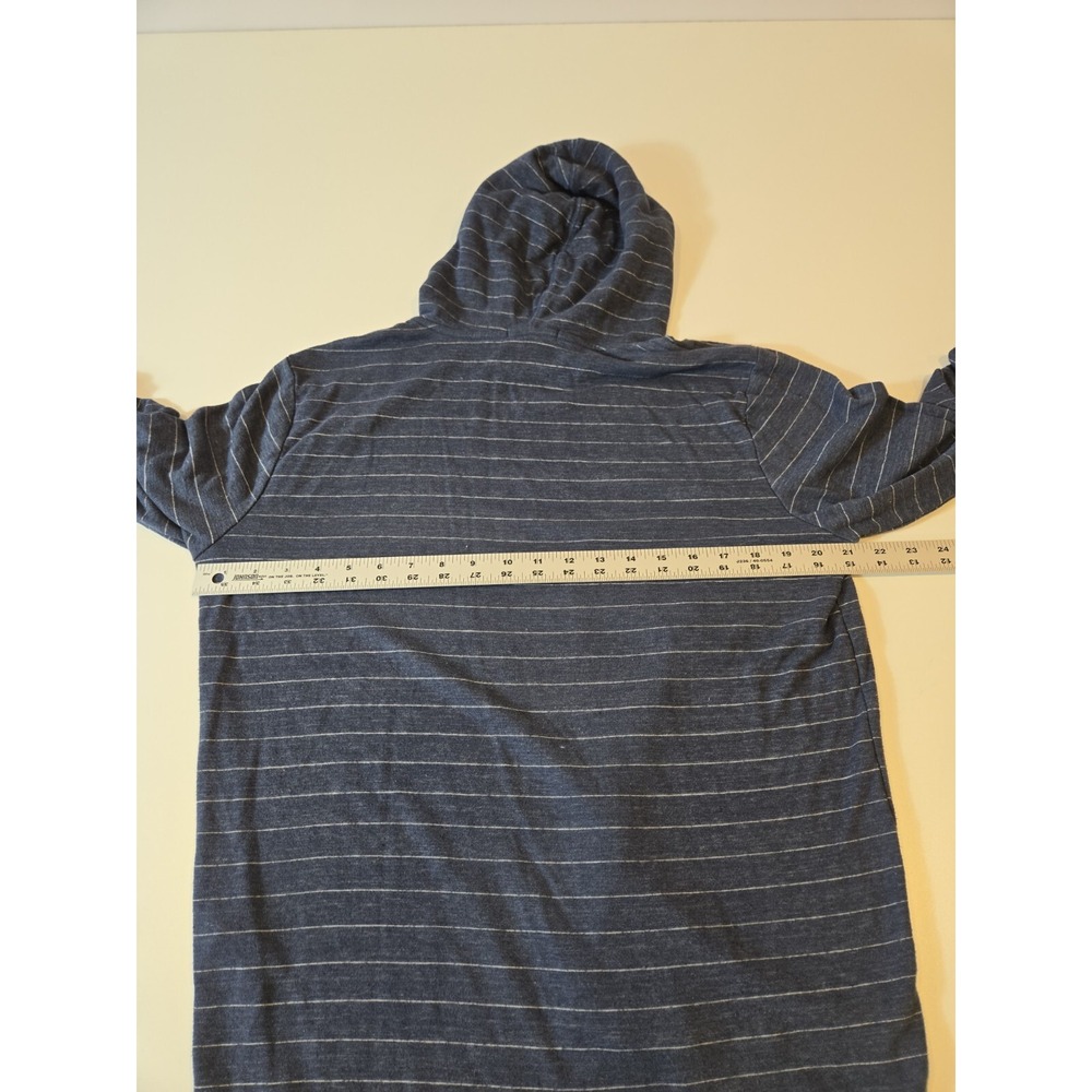 Marine Layer Navy Blue Striped Hooded Long Sleeve Shirt - Picture 11 of 16